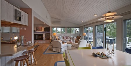 Open Floor Plan View of Living Areas & Kitchen in Mattakesett Private Home SB11
