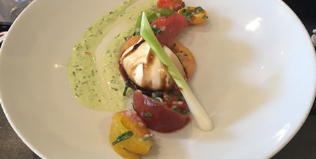 View of Fancy Salad Starter on a White Plate on The Dunes Fall Menu