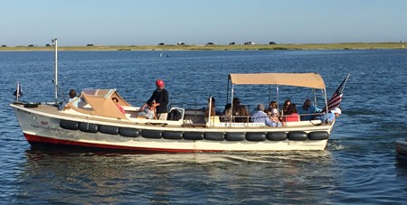 View of the Winnetu's Water Taxi Boat in Katama Bay Transporting Guests to Edgartown