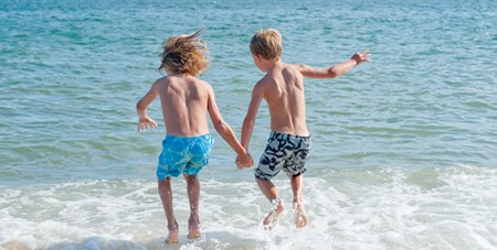 Boys Vacationing at the Winnetu and Swimming at South Beach