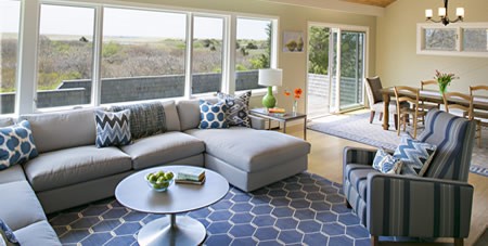View of New Furniture and Decor in Living Room of Mattakesett South Beach 4 Home