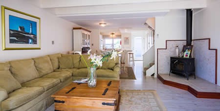 Living Room & Wood Stove View in Mattakesett Townhouse C5