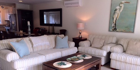 View of Furniture in Living Room of Mattakesett Townhouse with Loft C2