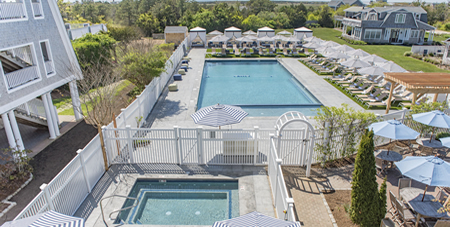 View of the Brand-New Winnetu Swimming Pool, Hot Tub & Pool Deck Area with Furniture