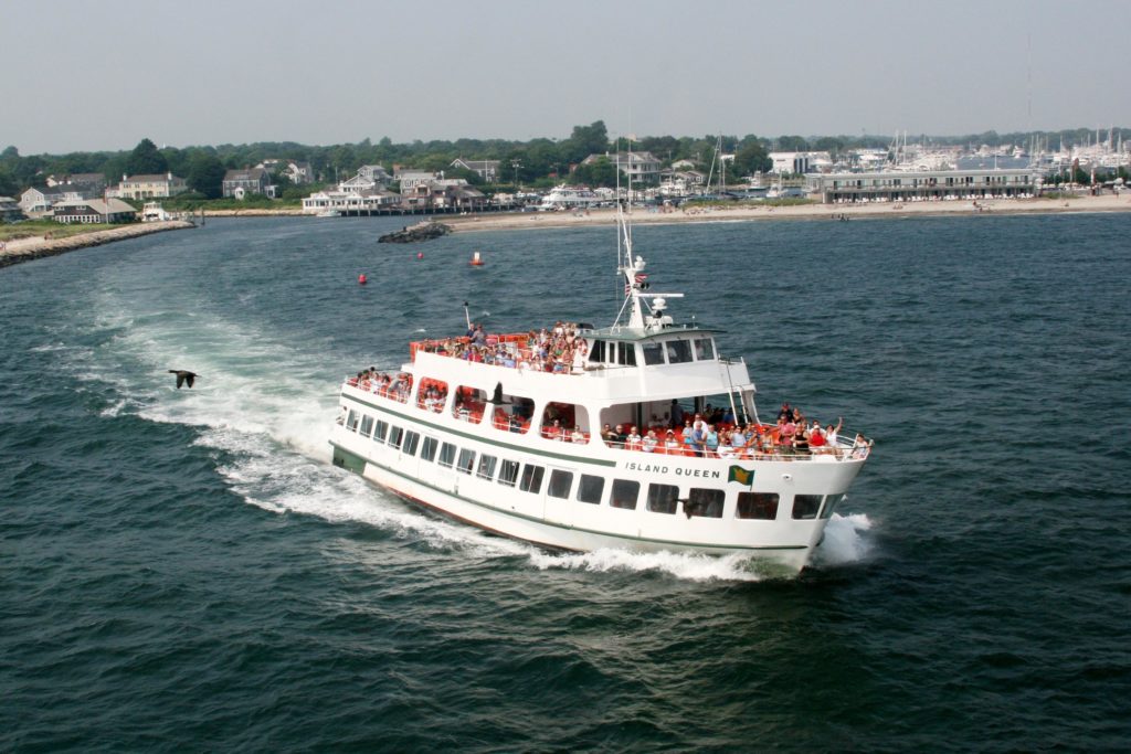 The Island Queen boat heading out in the water